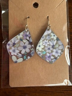 Purple Floral Mirror Earrings