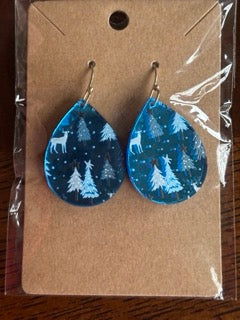 Blue Winter Night Acrylic Earrings