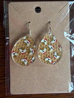 Christmas Bees Teardrop Earrings