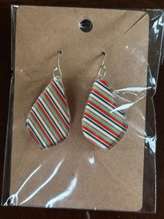 Small Striped Christmas Earrings