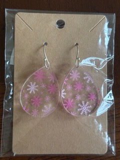 Pink Snowflake Earrings