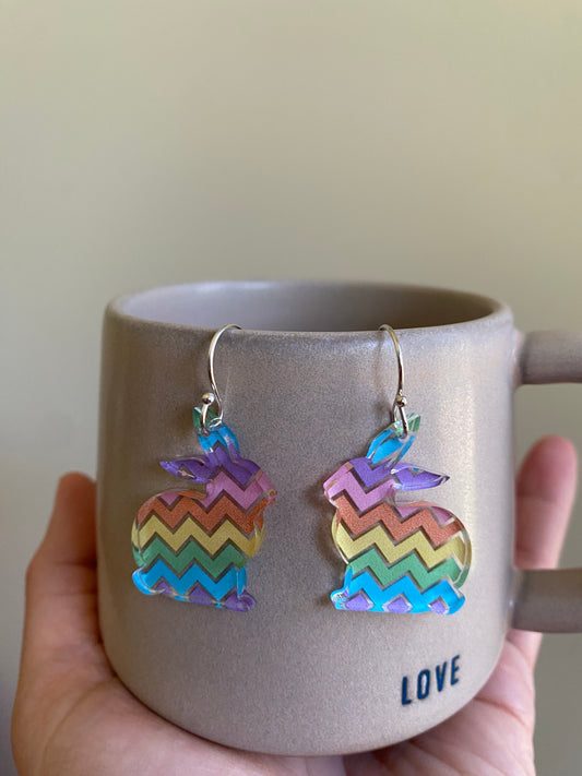 Easter Bunny Chevron Earrings